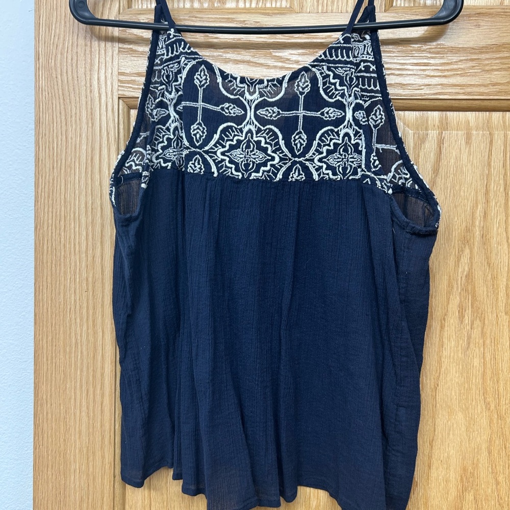 Abercrombie & Fitch Navy Camisole with White Embroidery